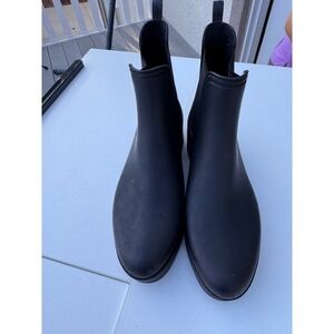 Jeffrey Campbell Black Rubber Waterproof Ankle Rain Boots Womens Size 9M Chelsea